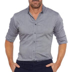 Camisa social masculina manga longa sem vinco com botões frontais