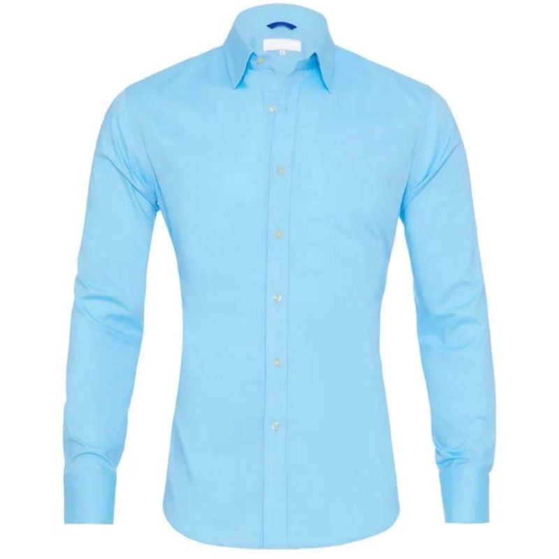 Camisa social masculina manga longa sem vinco com botões frontais