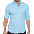 Camisa social masculina manga longa sem vinco com botões frontais