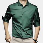 Camisa manga longa masculina sem passar a ferro com botões