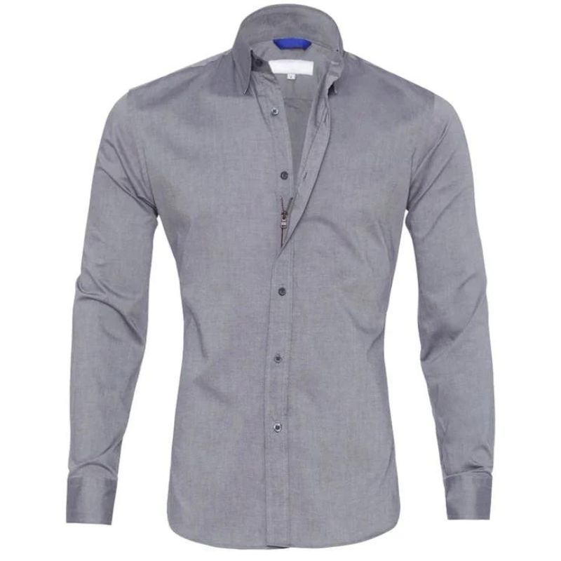 Camisa social masculina manga longa sem vinco com botões frontais