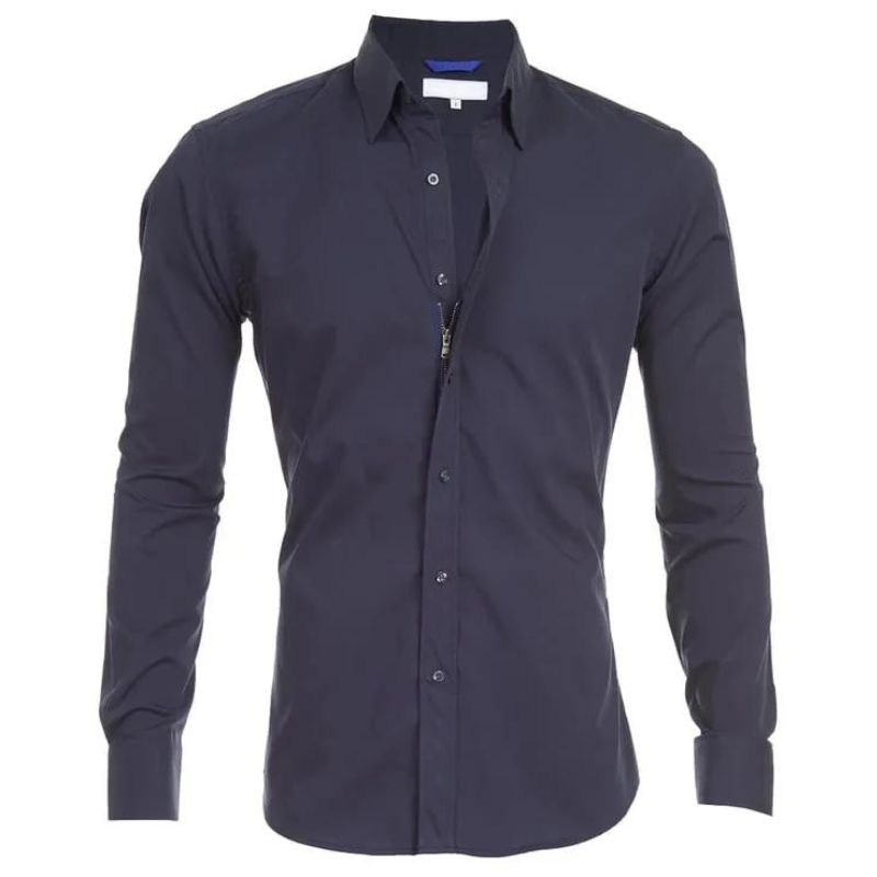 Camisa social masculina manga longa sem vinco com botões frontais