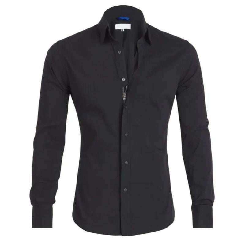 Camisa social masculina manga longa sem vinco com botões frontais