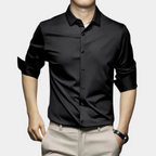 Camisa manga longa masculina sem passar a ferro com botões
