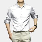 Camisa manga longa masculina sem passar a ferro com botões