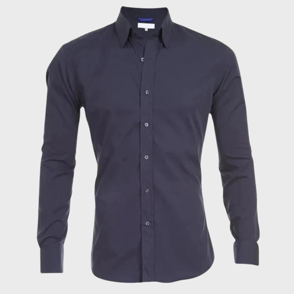 Camisa social masculina sem passar a ferro com colarinho e botões