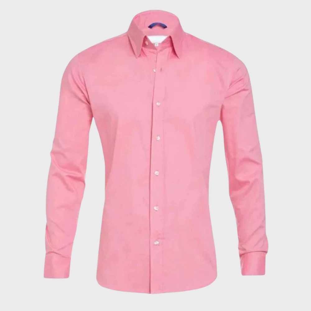 Camisa social masculina sem passar a ferro com colarinho e botões