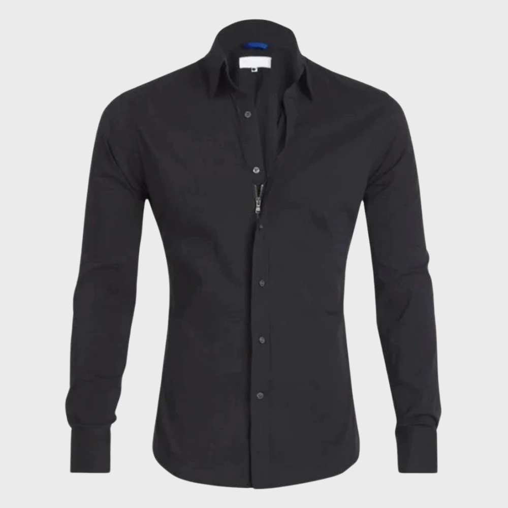 Camisa social masculina sem passar a ferro com colarinho e botões
