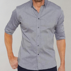 Camisa social masculina sem passar a ferro com colarinho e botões