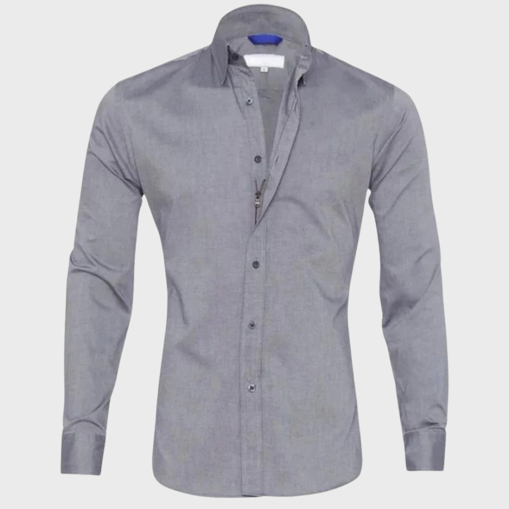 Camisa social masculina sem passar a ferro com colarinho e botões