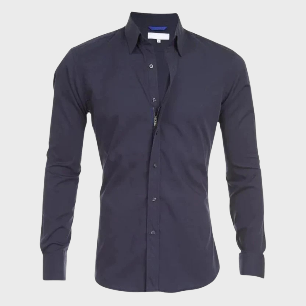 Camisa social masculina sem passar a ferro com colarinho e botões