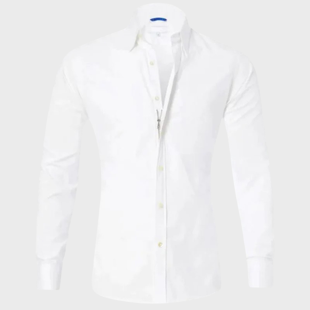Camisa social masculina sem passar a ferro com colarinho e botões