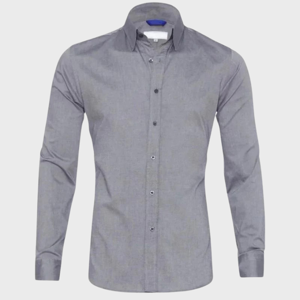 Camisa social masculina sem passar a ferro com colarinho e botões