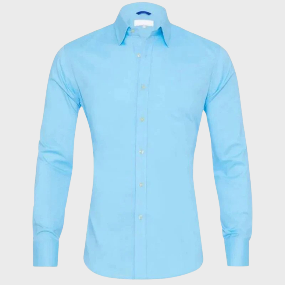 Camisa social masculina sem passar a ferro com colarinho e botões