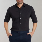 Camisa social masculina sem passar a ferro com colarinho e botões