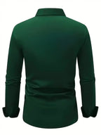 Camisa masculina slim fit sem passar a ferro com botões e colarinho estruturado