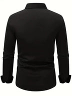 Camisa masculina slim fit sem passar a ferro com botões e colarinho estruturado