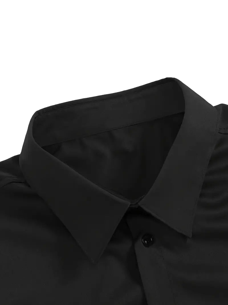 Camisa masculina slim fit sem passar a ferro com botões e colarinho estruturado
