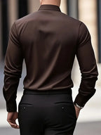 Camisa masculina slim fit sem passar a ferro com botões e colarinho estruturado