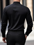 Camisa masculina slim fit sem passar a ferro com botões e colarinho estruturado