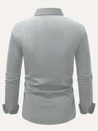 Camisa masculina slim fit sem passar a ferro com botões e colarinho estruturado