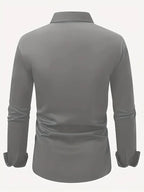 Camisa masculina slim fit sem passar a ferro com botões e colarinho estruturado