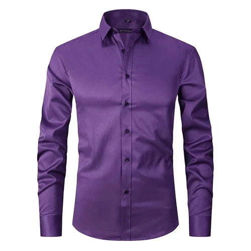 Camisa social masculina manga longa sem passar a ferro com botões