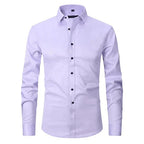 Camisa social masculina manga longa sem passar a ferro com botões