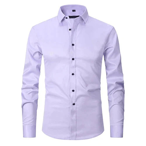 Camisa social masculina manga longa sem passar a ferro com botões