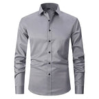 Camisa social masculina manga longa sem passar a ferro com botões
