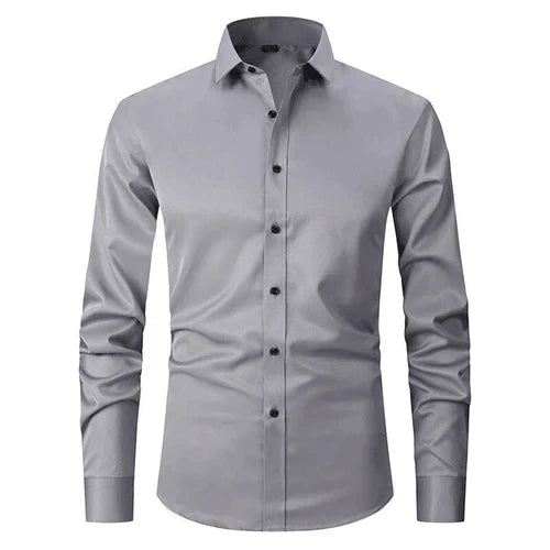 Camisa social masculina manga longa sem passar a ferro com botões