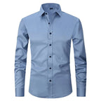 Camisa social masculina manga longa sem passar a ferro com botões