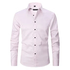 Camisa social masculina manga longa sem passar a ferro com botões