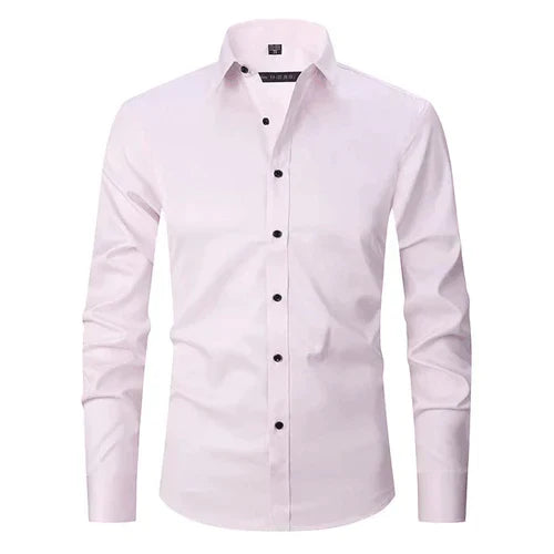 Camisa social masculina manga longa sem passar a ferro com botões