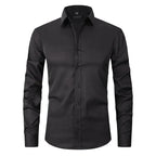 Camisa social masculina manga longa sem passar a ferro com botões