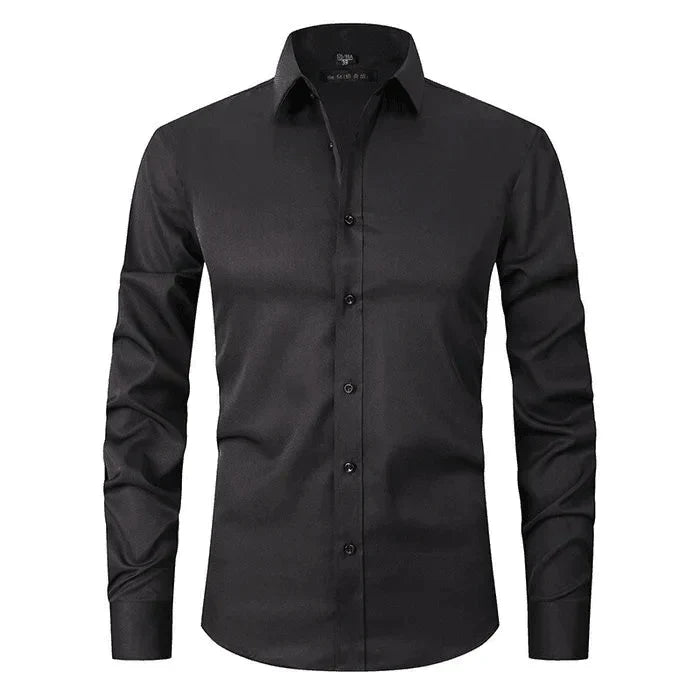 Camisa social masculina manga longa sem passar a ferro com botões