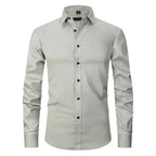 Camisa social masculina manga longa sem passar a ferro com botões