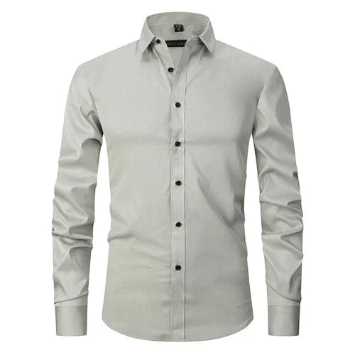 Camisa social masculina manga longa sem passar a ferro com botões