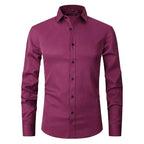 Camisa social masculina manga longa sem passar a ferro com botões