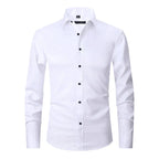 Camisa social masculina manga longa sem passar a ferro com botões