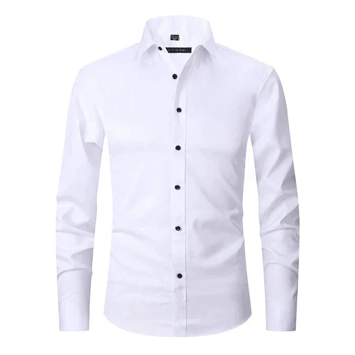Camisa social masculina manga longa sem passar a ferro com botões