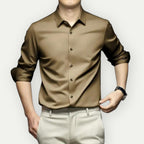 Camisa social masculina sem passar a ferro com botões e gola clássica
