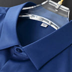 Camisa social masculina sem passar a ferro com botões e gola clássica