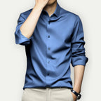 Camisa social masculina sem passar a ferro com botões e gola clássica