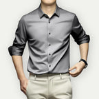 Camisa social masculina sem passar a ferro com botões e gola clássica