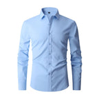 Camisa masculina slim fit sem passar a ferro com colarinho button-down