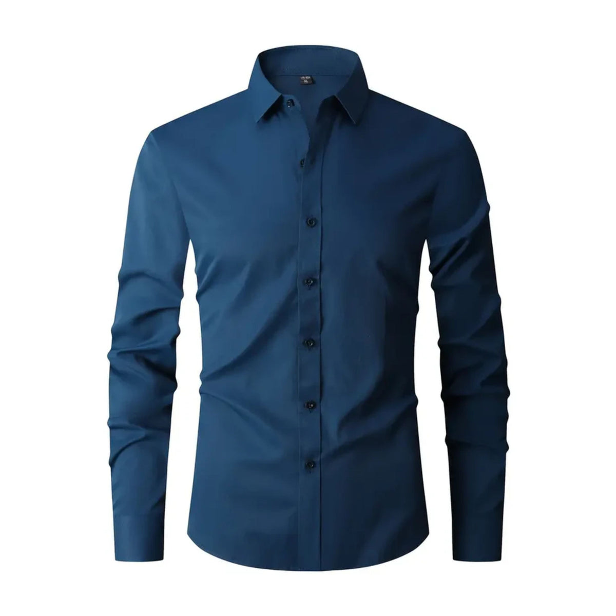 Camisa masculina slim fit sem passar a ferro com colarinho button-down