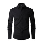 Camisa masculina slim fit sem passar a ferro com colarinho button-down