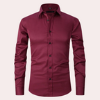 Camisa social masculina slim fit sem passar a ferro com botões