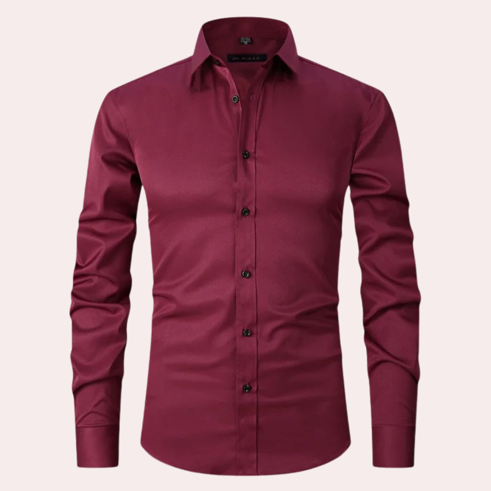 Camisa social masculina slim fit sem passar a ferro com botões